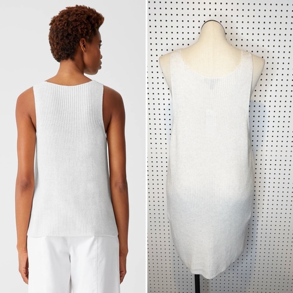 Eileen Fisher | NWT Peruvian Organic Cotton Blend V-Neck Shell in Chalk White 3X - Picture 2 of 9